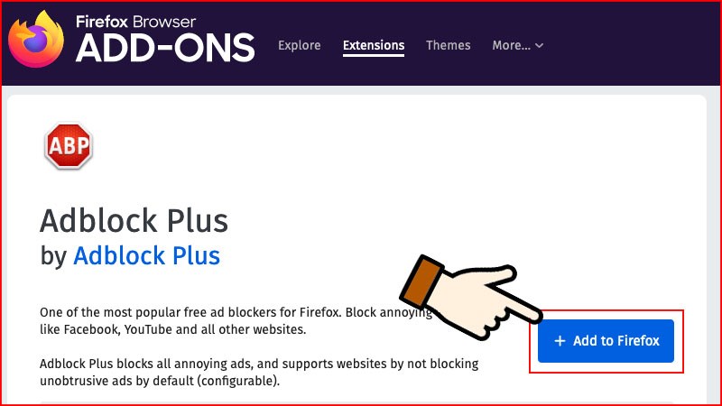 Add on chặn quảng cáo firefox AdBlock Plus