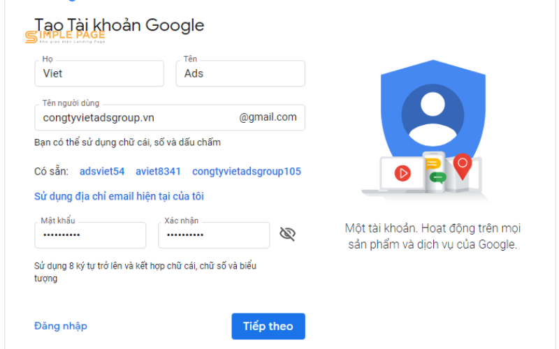 Tạo tài khoản quảng cáo Google