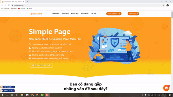 Cách đăng nhập tài khoản thiết kế landing page tại SimplePage