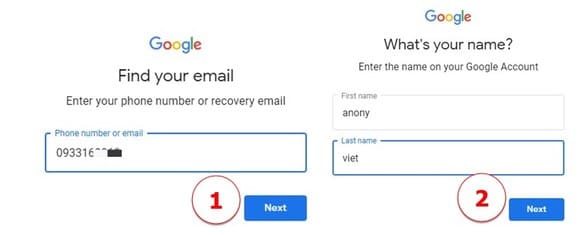 cách tìm gmail qua số điện thoại