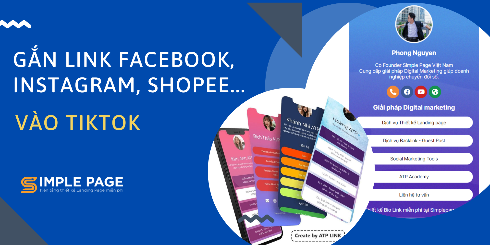 Cách chèn link Facebook, Instagram, Shopee vào TikTok - Simple Page