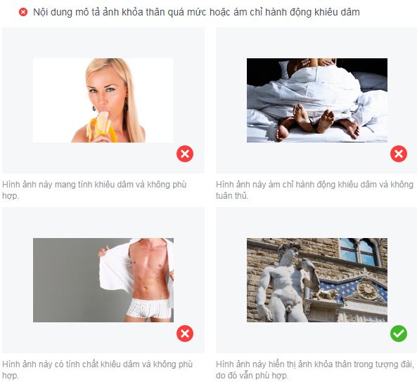 Hình ảnh khiêu dâm vi phạm chính sách quảng cáo facebook