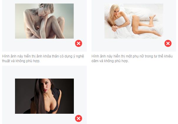 chính sách quảng cáo facebook không cho phép sử dụng hình ảnh khiêu dâm