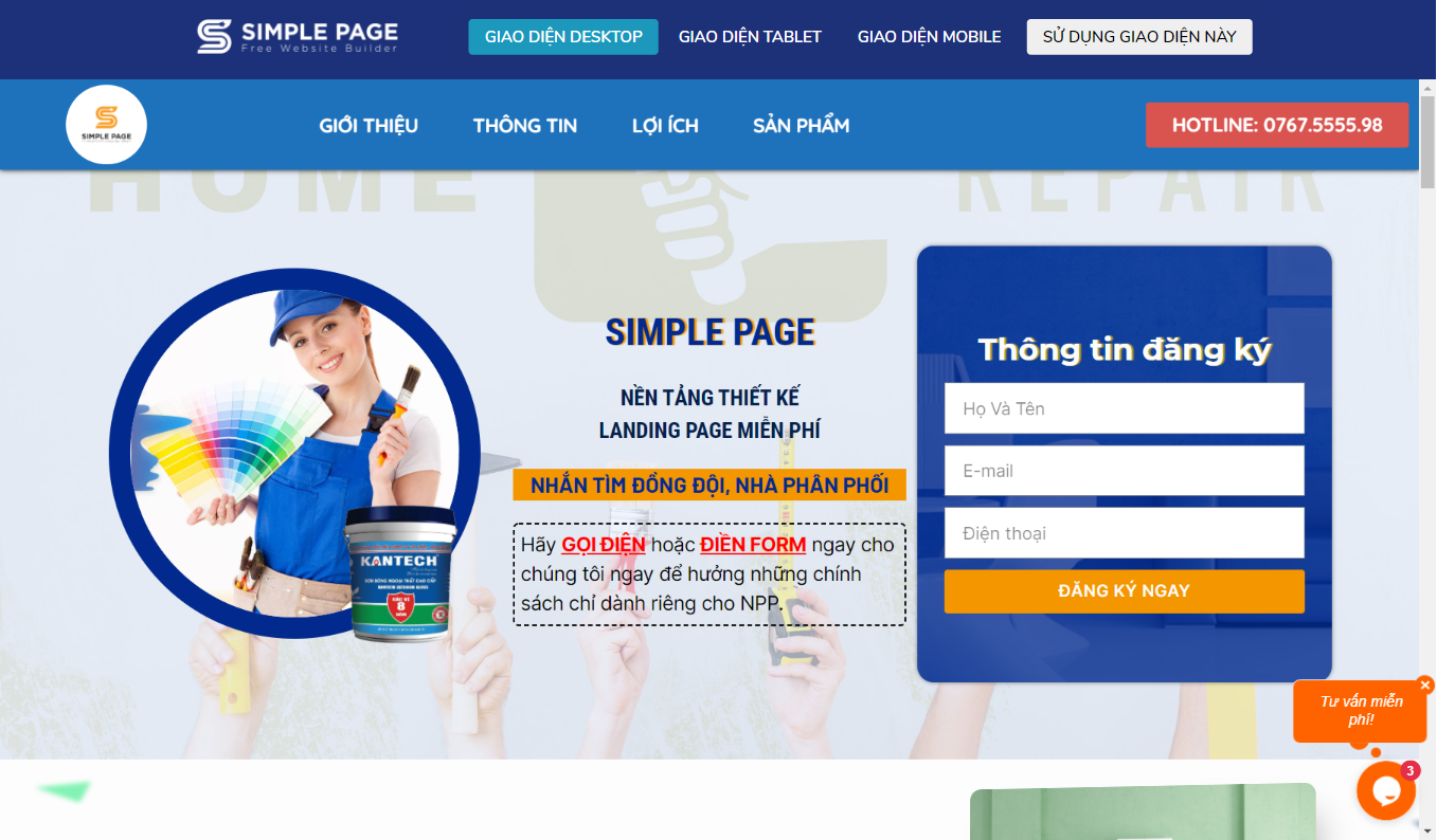 Mẫu landing page xây dựng