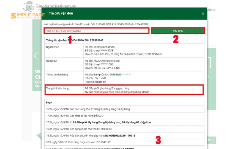 Cách kiểm tra mã vận đơn Giao hàng tiết kiệm