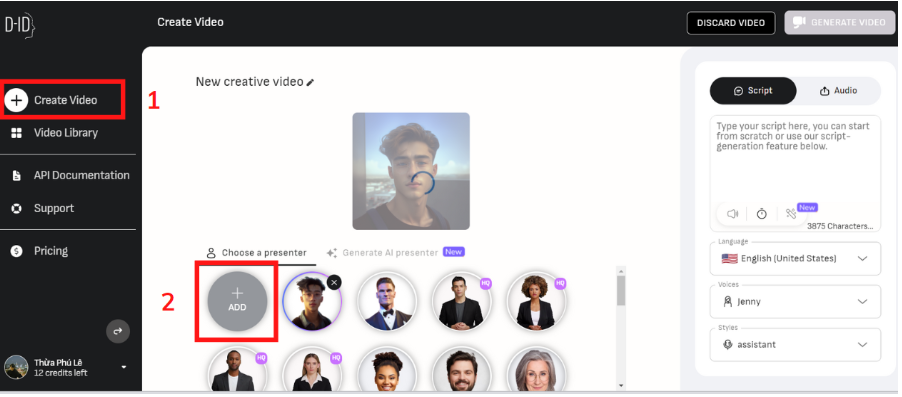Cách sử dụng D-ID tạo video AI 2