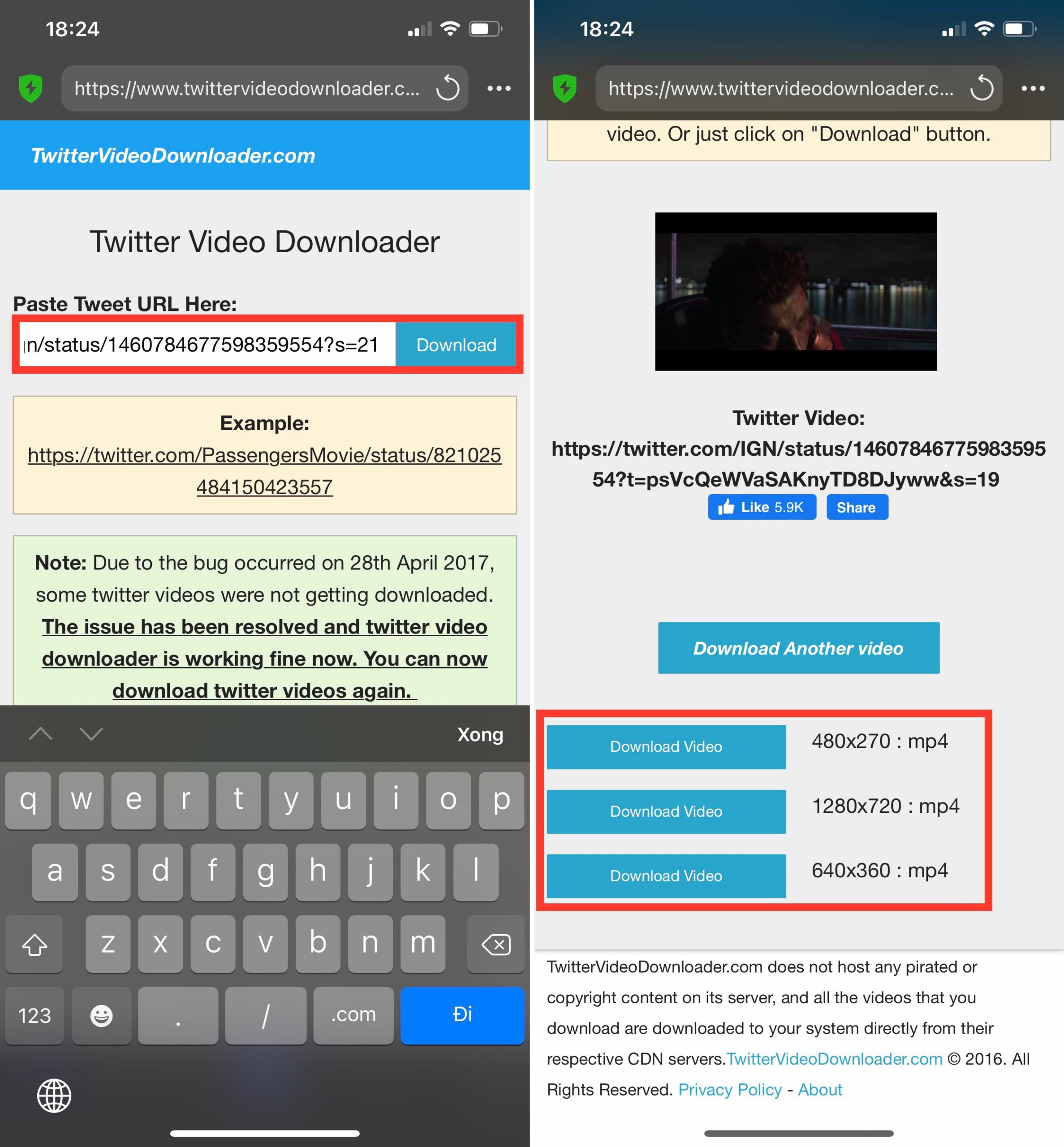 Cách tải video Twitter về ios 5