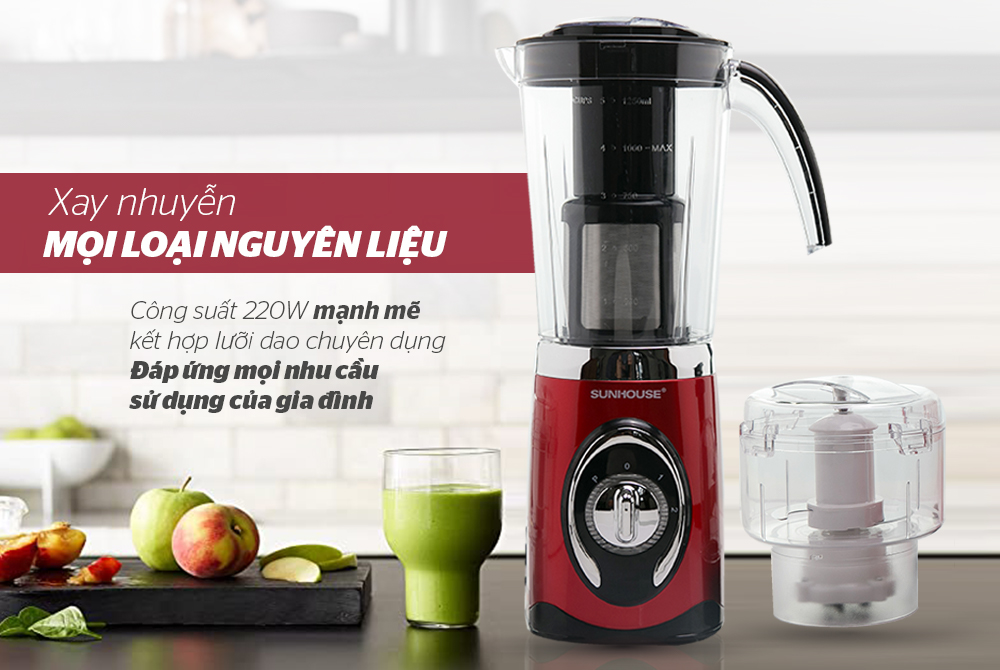 Máy xay sinh tố có khả năng xay nhuyễn rau củ quả, các loại hạt và thịt, tôm,…