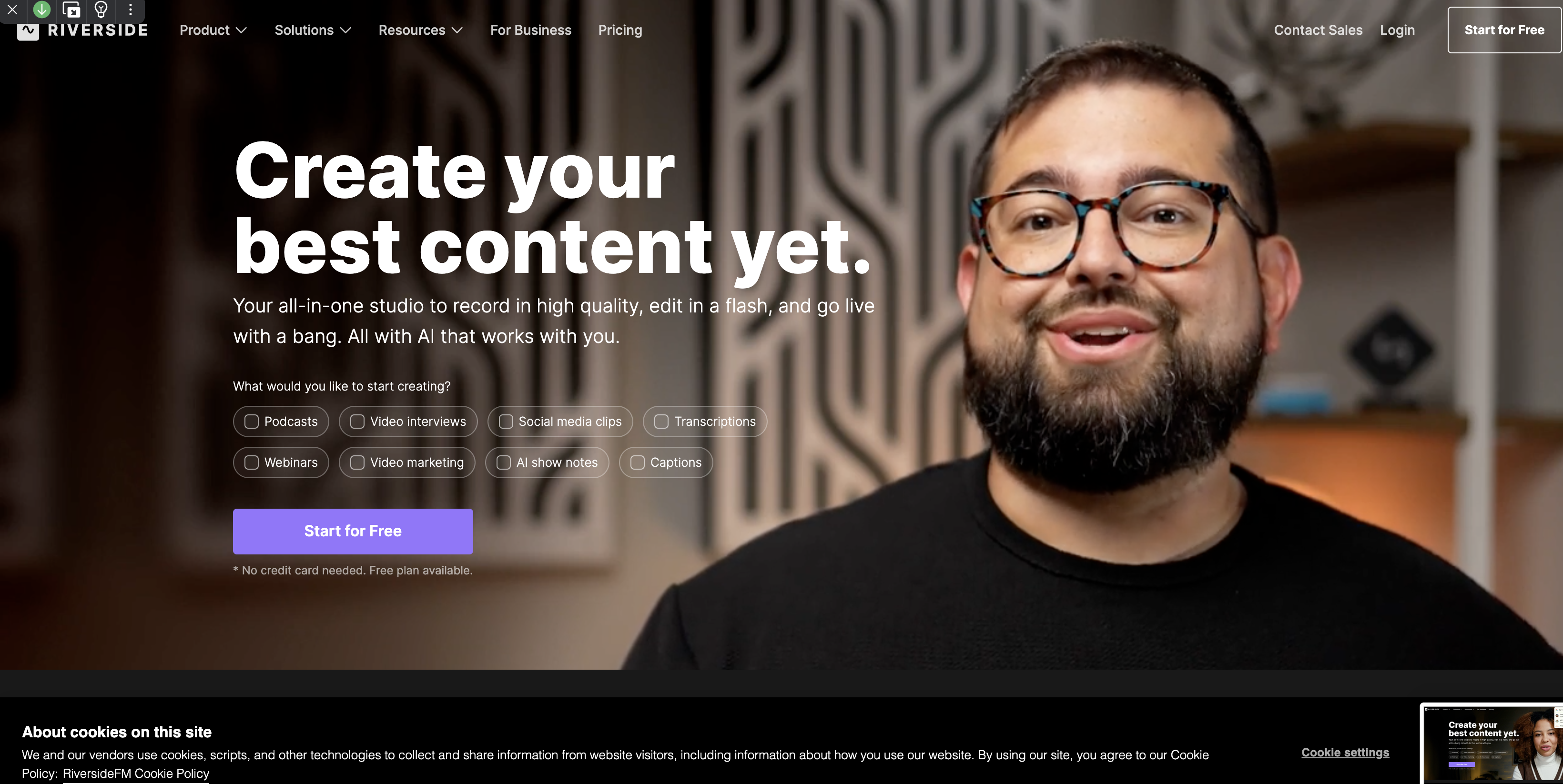 Riverside Nền tảng ghi hình & chỉnh sửa AI