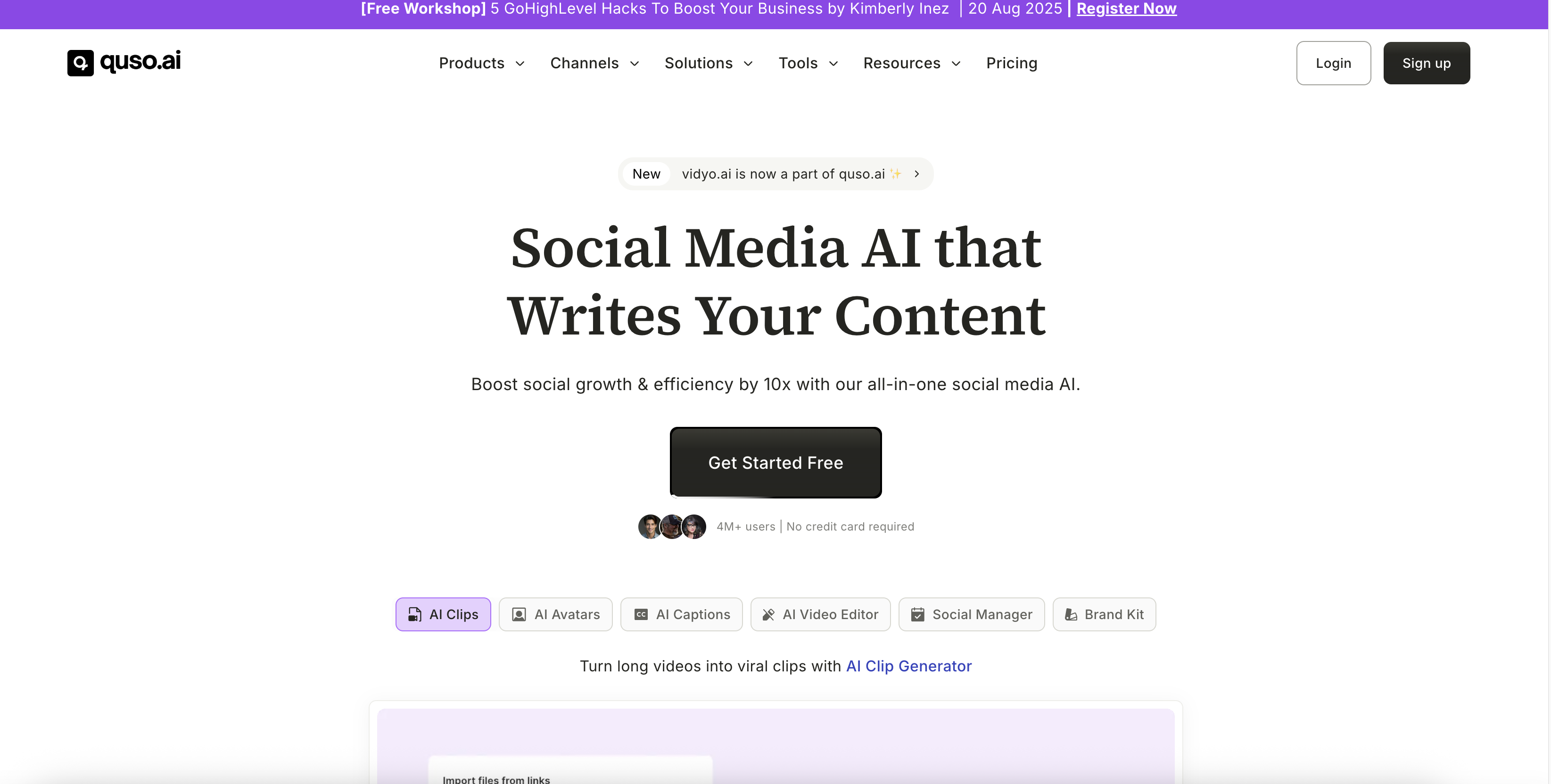 quso.ai công cụ AI sáng tạo & quản lý mạng xã hội