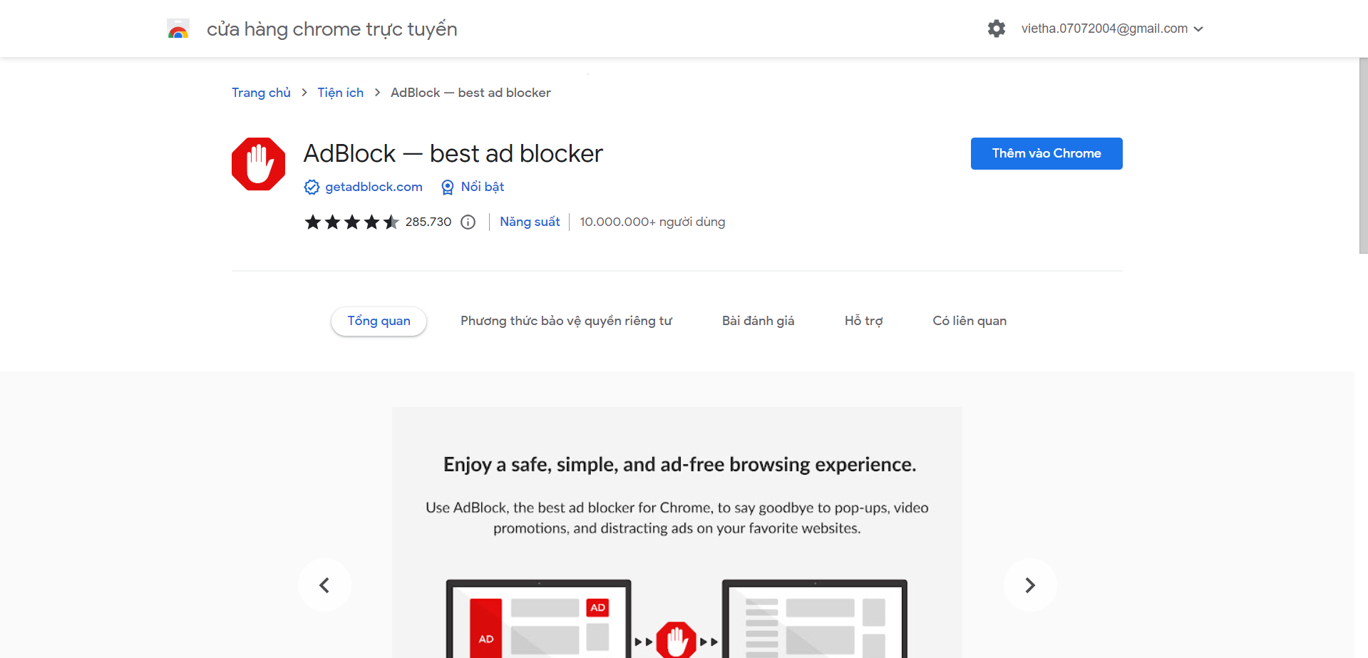 Sử dụng phần mềm chặn quảng cáo trên Facebook Google Chrome bằng Adblock