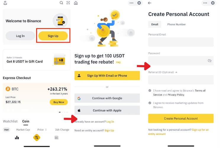 Đăng ký tài khoản binance