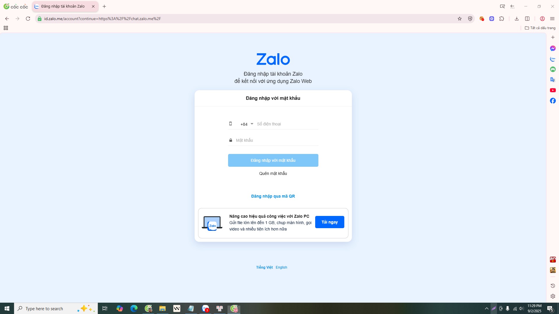 Thủ thuật đăng nhập Zalo trên máy tính