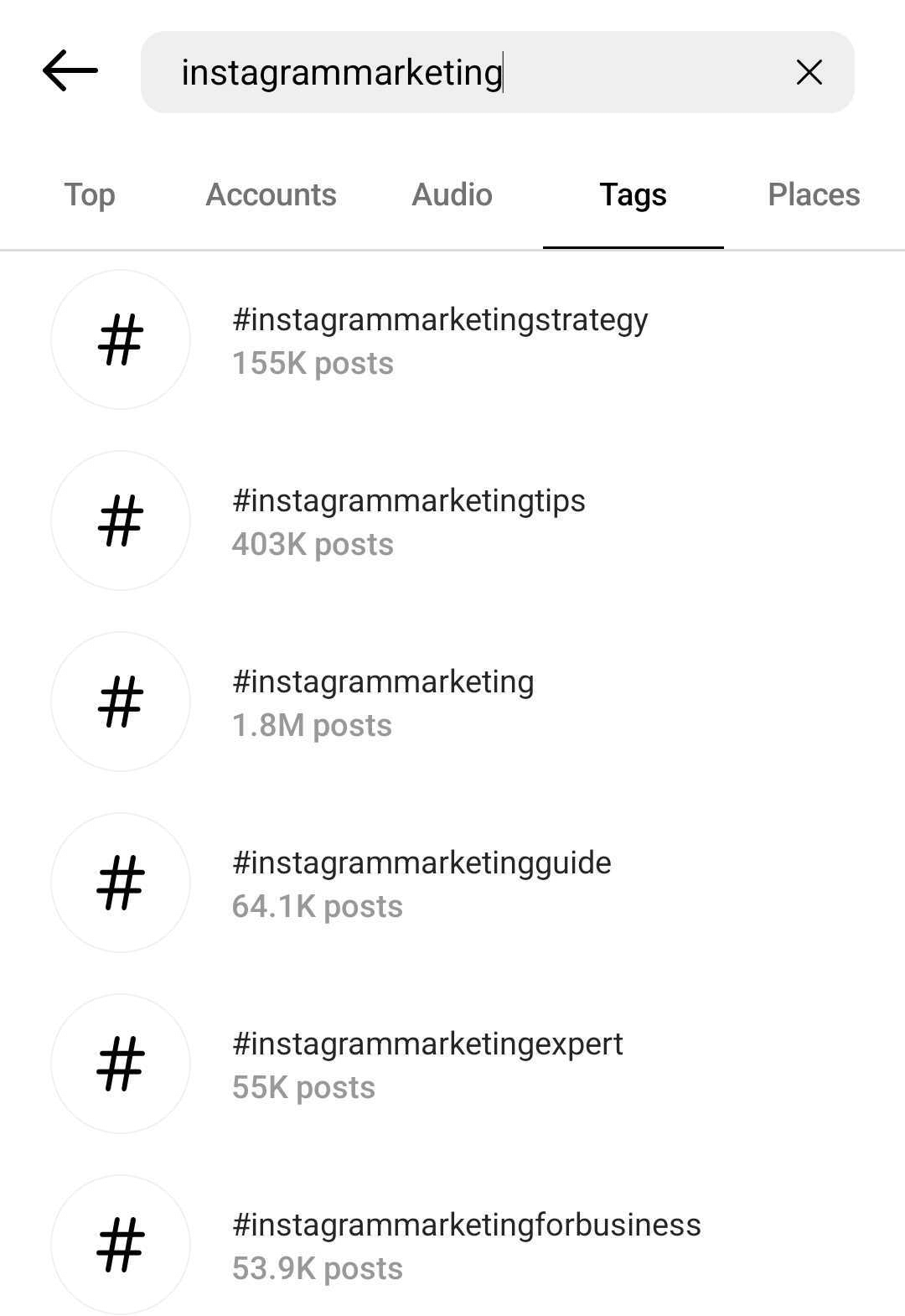 hashtag Instagram