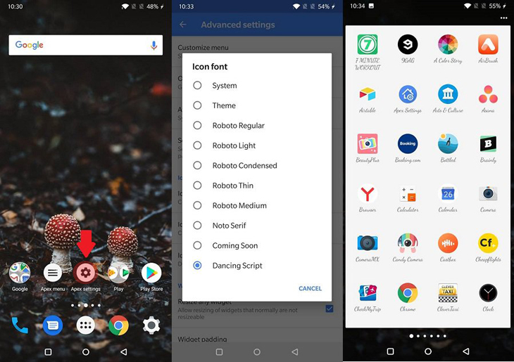 Apex Launcher kiểu chữ đẹp cho điện thoại Android