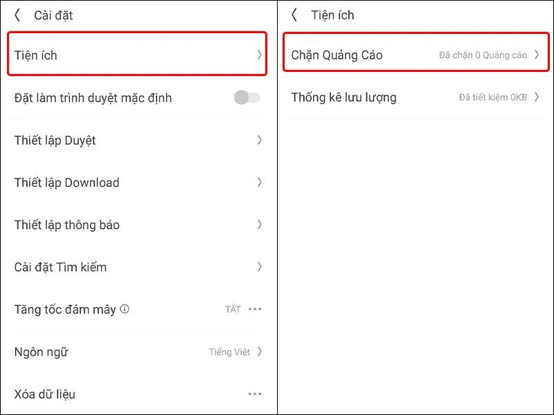 cách chặn quảng cáo trên uc browser